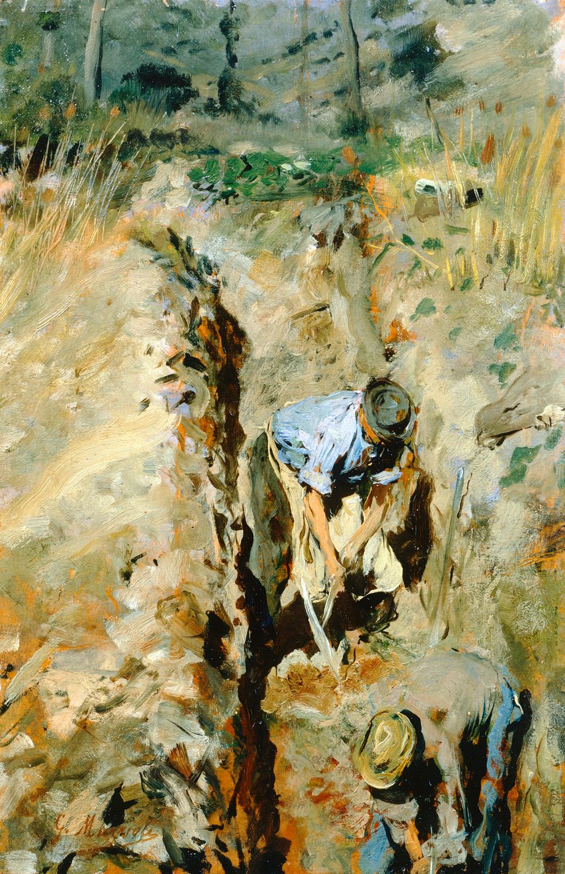 Grävare av Giovanni Muzzioli (1854-1894), olja på panel, 30x19 cm av Giovanni Muzzioli