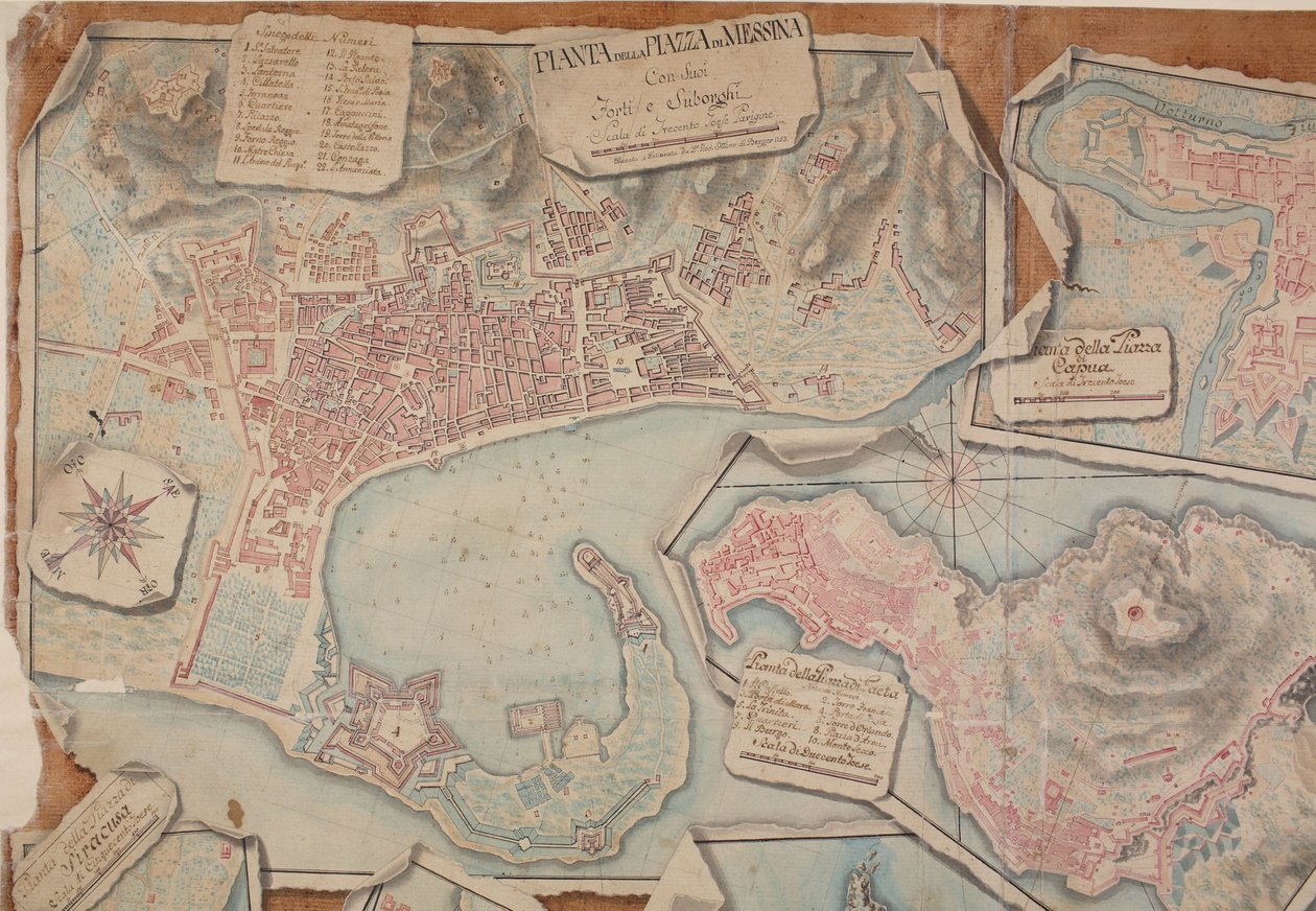 Plan över Piazza di Messina, 1753. av Giovanni Ottone di Berger