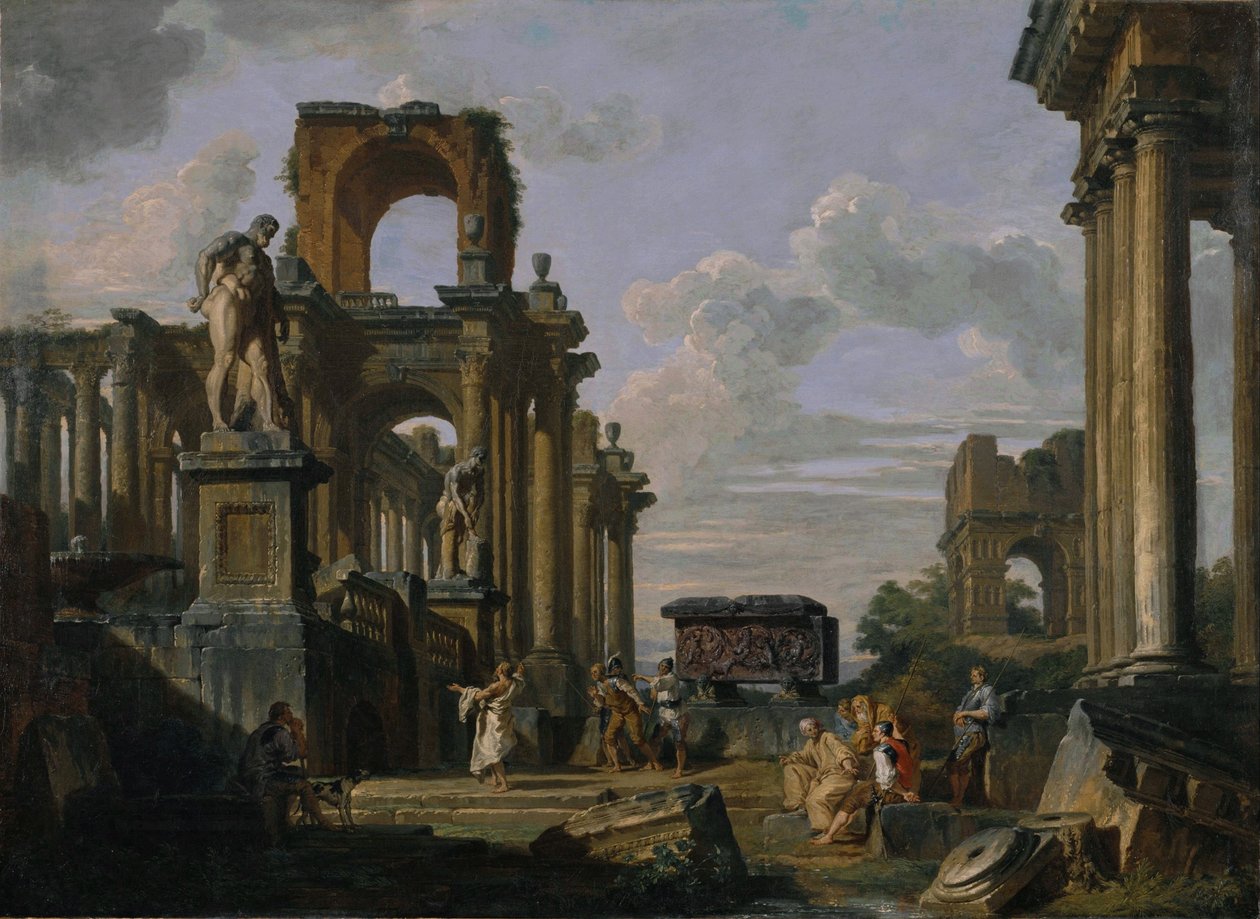 Antik arkitektur och skulptur Capriccio. av Giovanni Paolo Panini