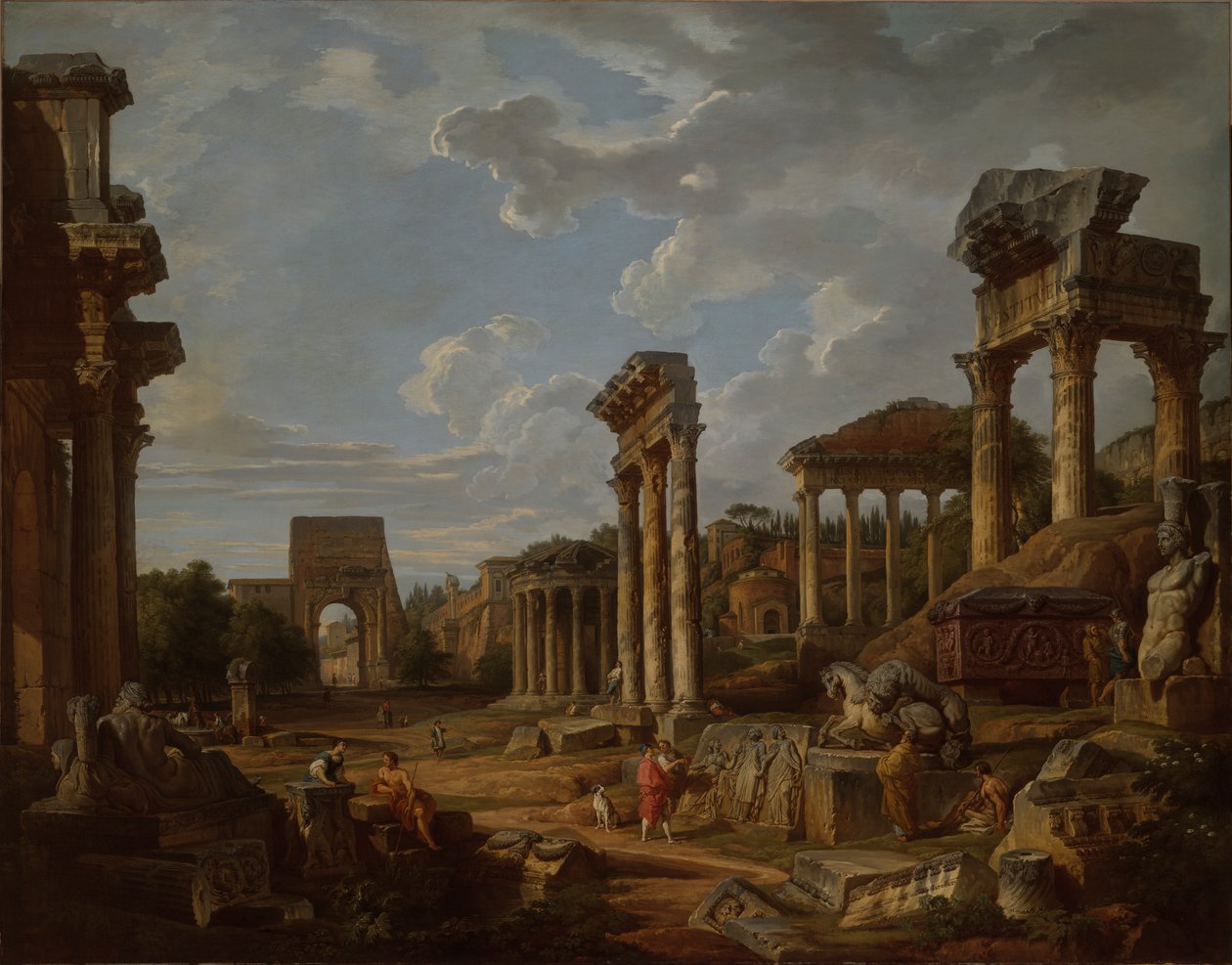 En Capriccio från Forum Romanum av Giovanni Paolo Panini