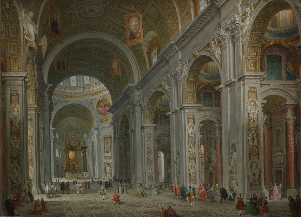 Interiör av Peterskyrkan, Rom, efter 1754. av Giovanni Paolo Panini
