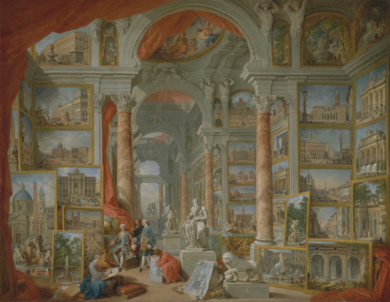 Bildgalleri med vyer över det moderna Rom av Giovanni Paolo Panini