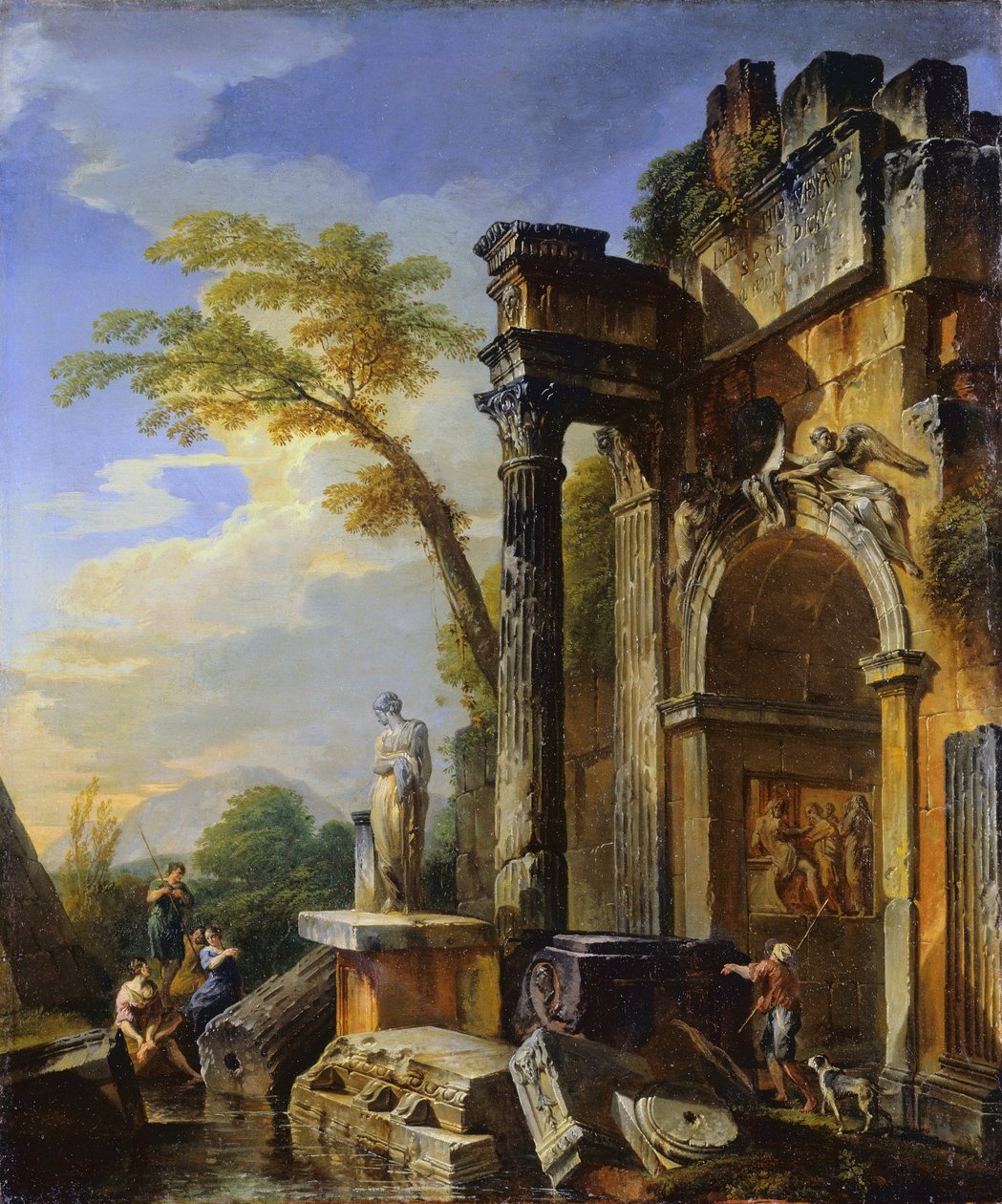 Ruinerna av en triumfbåge i den romerska Campagna av Giovanni Paolo Panini