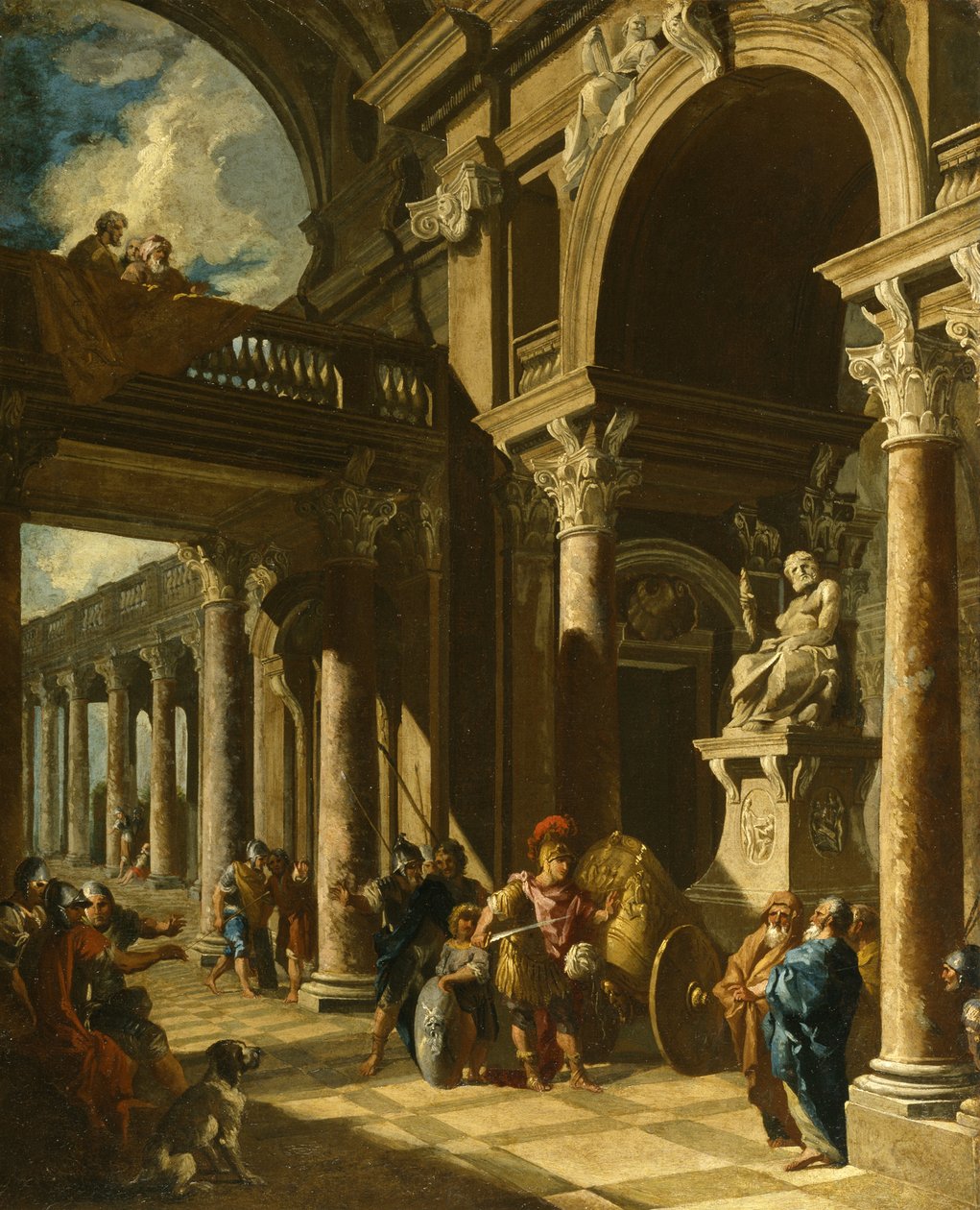 Alexander den store skär den gordiska knuten, ca. 1718-1719 av Giovanni Paolo Pannini