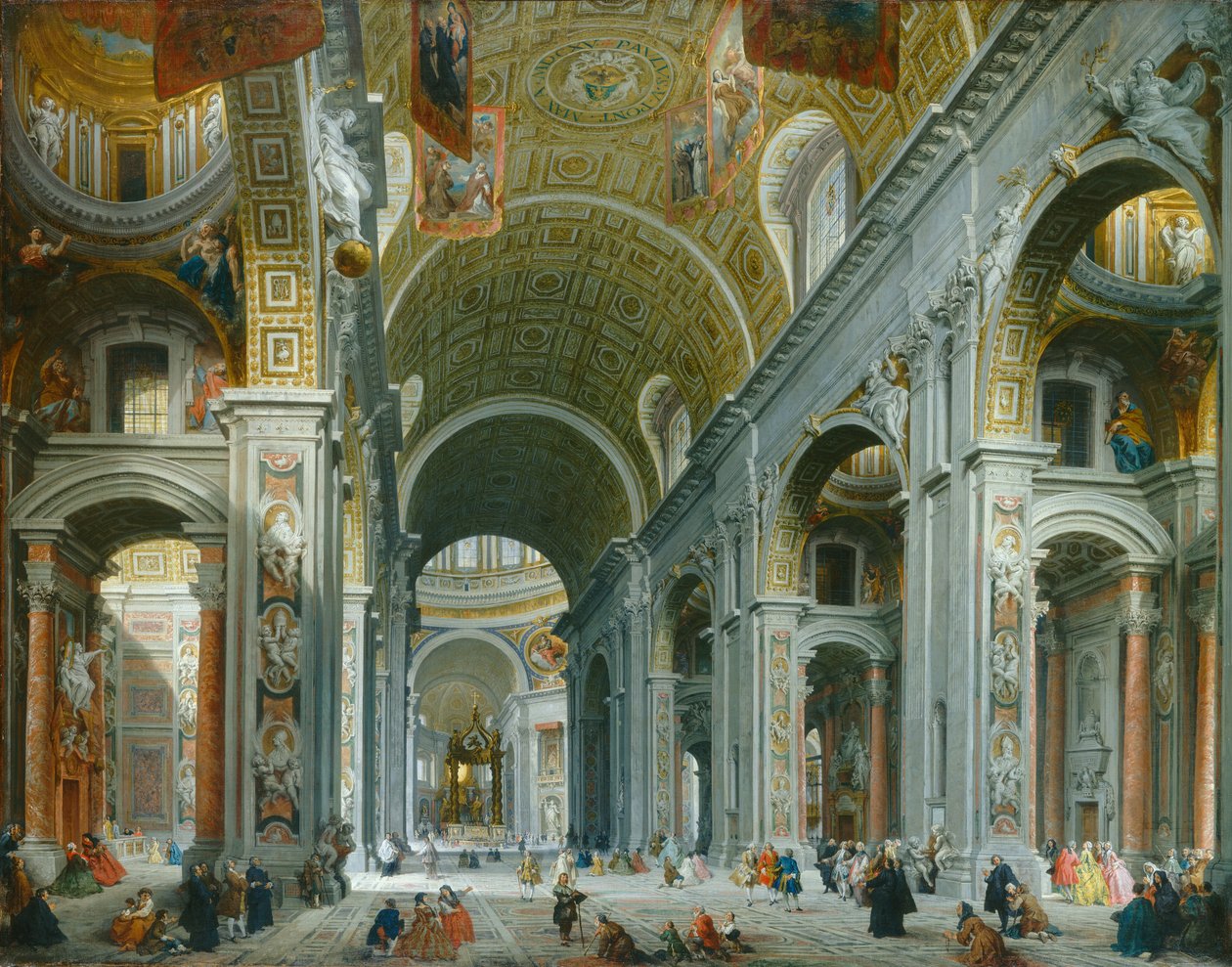 Interiör av Peterskyrkan, Rom av Giovanni Paolo Pannini
