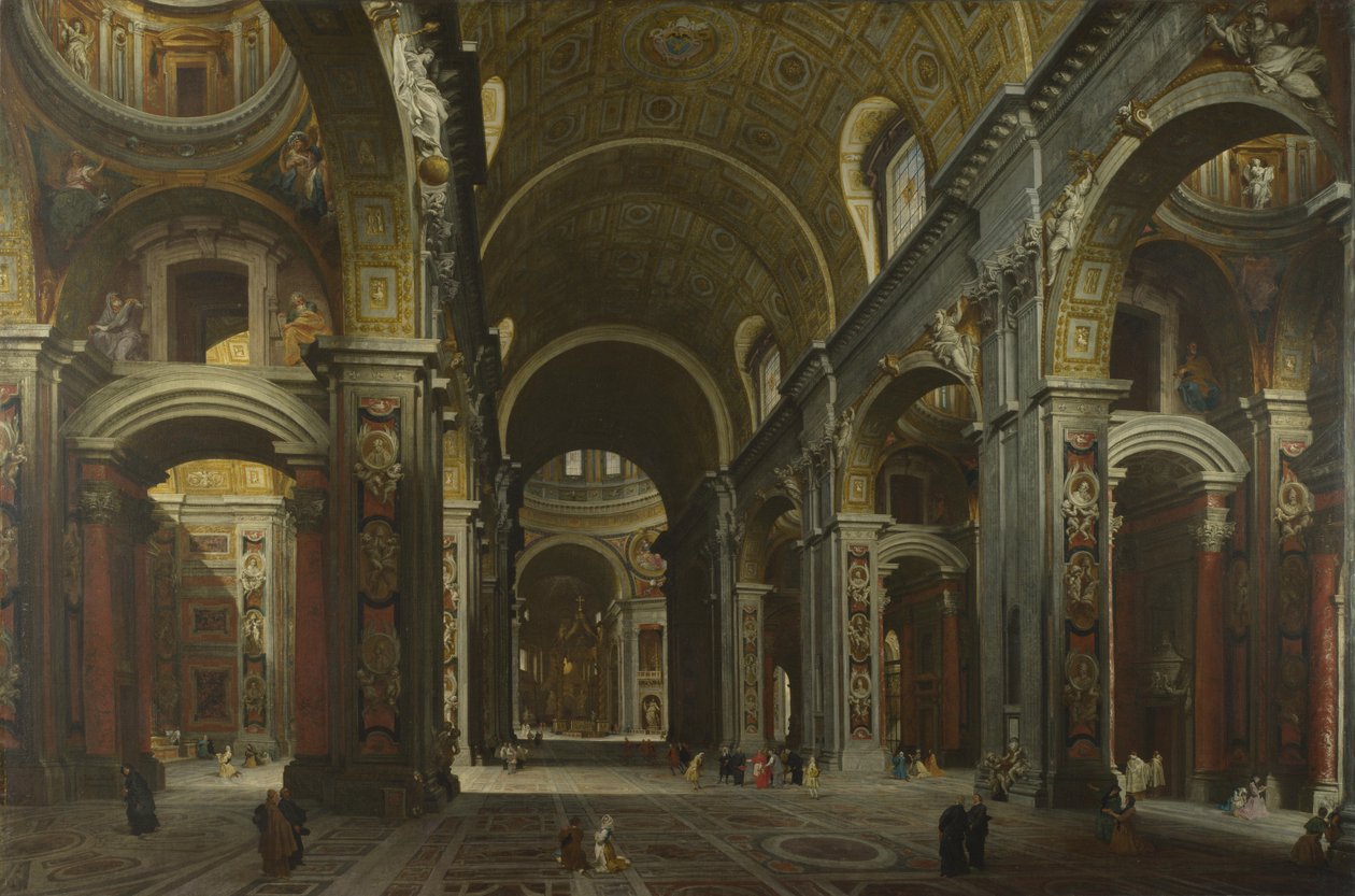 Interiör av Peterskyrkan i Rom, före 1742 av Giovanni Paolo Pannini