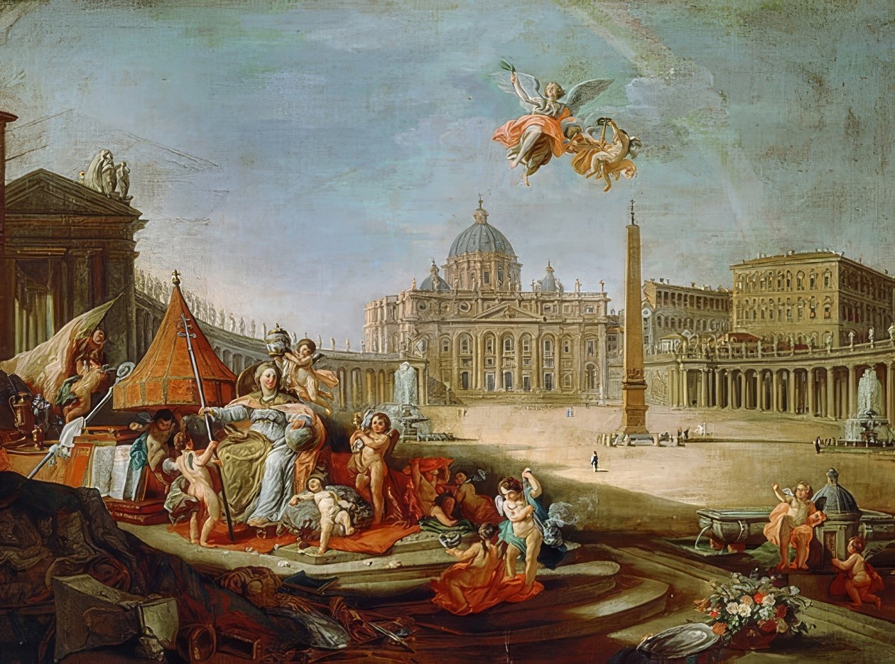Petersplatsen, Rom mit Triumph des Papsttums. 1757 av Giovanni Paolo Pannini