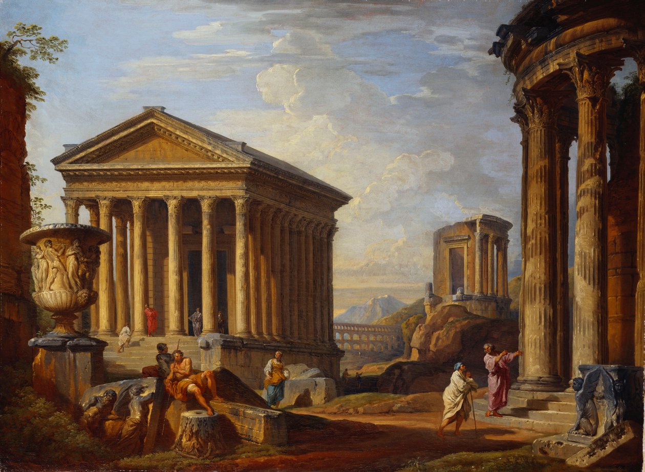 En Capriccio av klassiska ruiner, 1793 av Giovanni Paolo Pannini