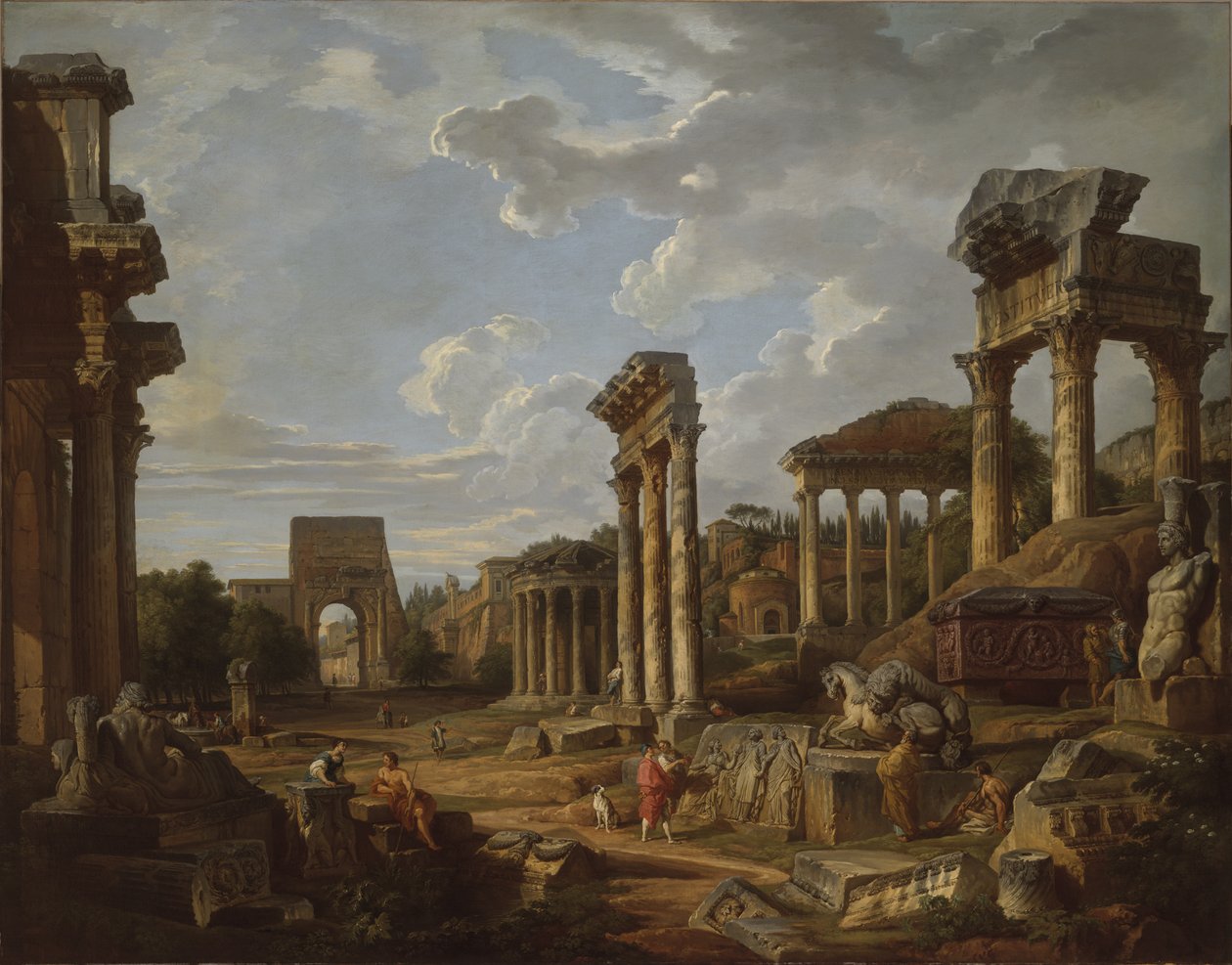 En Capriccio från Forum Romanum, 1741 av Giovanni Paolo Pannini