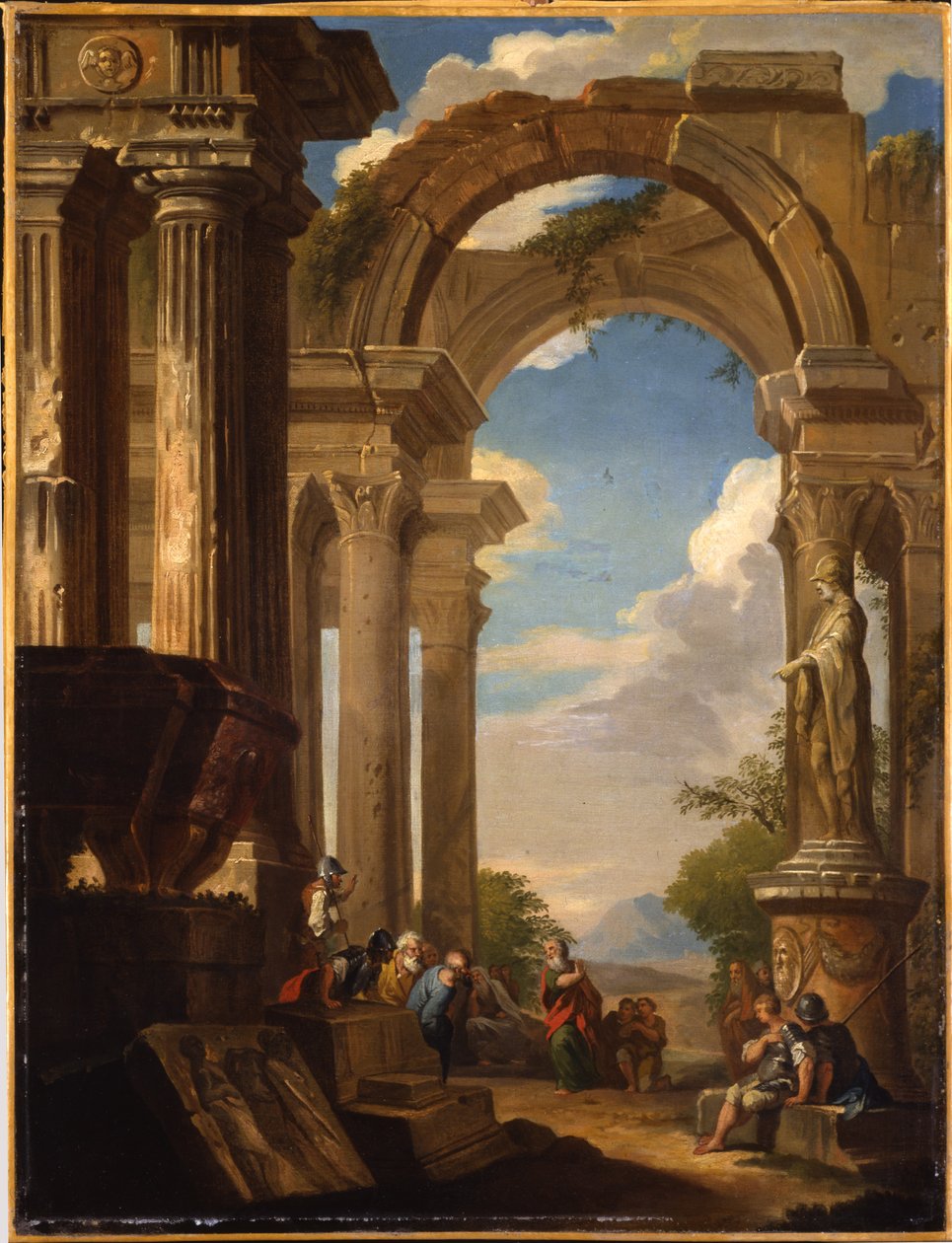 Capricci av romerska ruiner med figurer av Giovanni Paolo Pannini
