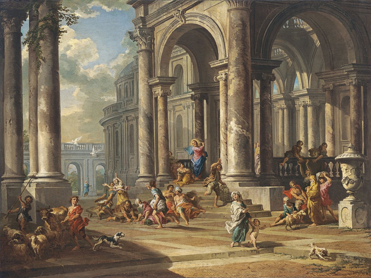 Kristus driver växlarna från templet av Giovanni Paolo Pannini