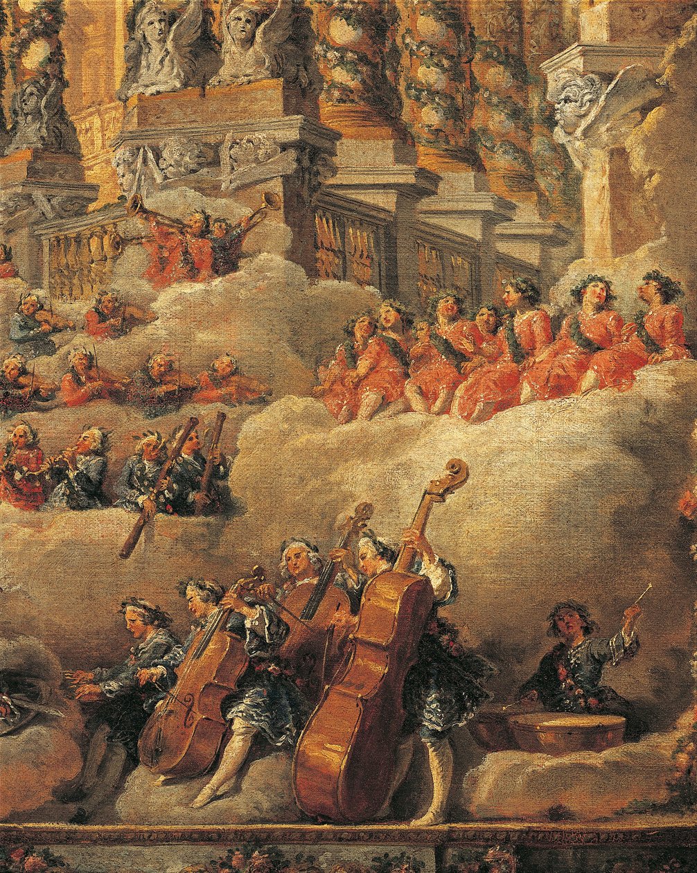 Frankrike, Paris, Konsert i Rom vid tillfälle av födelse av Sonen till Ludvig XV, närbild av Giovanni Paolo Pannini