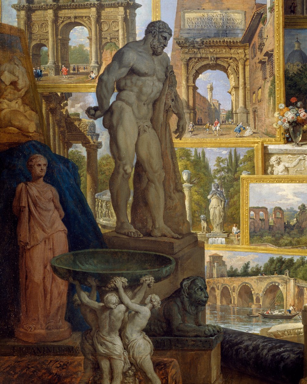 Galleri med sevärdheter i det antika Rom, beställt av beskyddare Abbot de Canillac av Giovanni Paolo Pannini