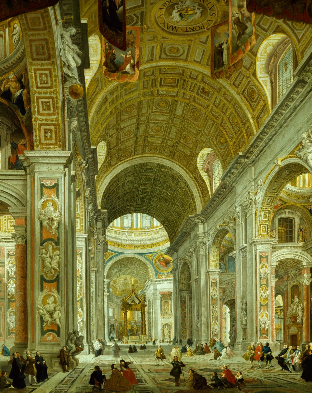 Interiör av Peterskyrkan av Giovanni Paolo Pannini