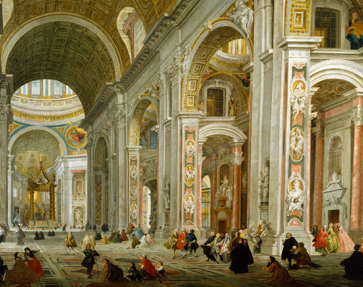 Interiör av Peterskyrkan av Giovanni Paolo Pannini