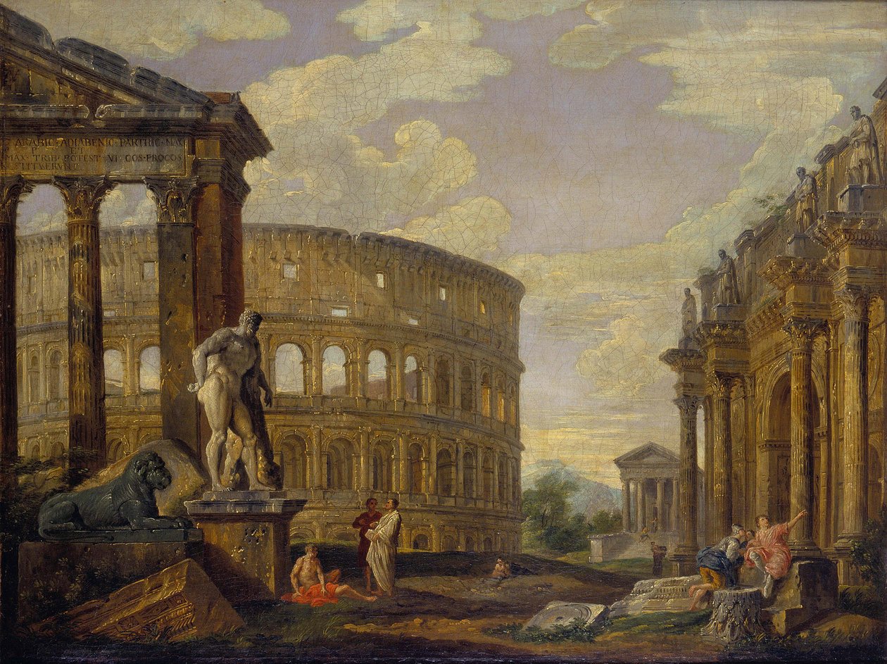 Landskap med Hercules och ruinerna av det antika Rom par Panini, Giovanni Paolo av Giovanni Paolo Pannini