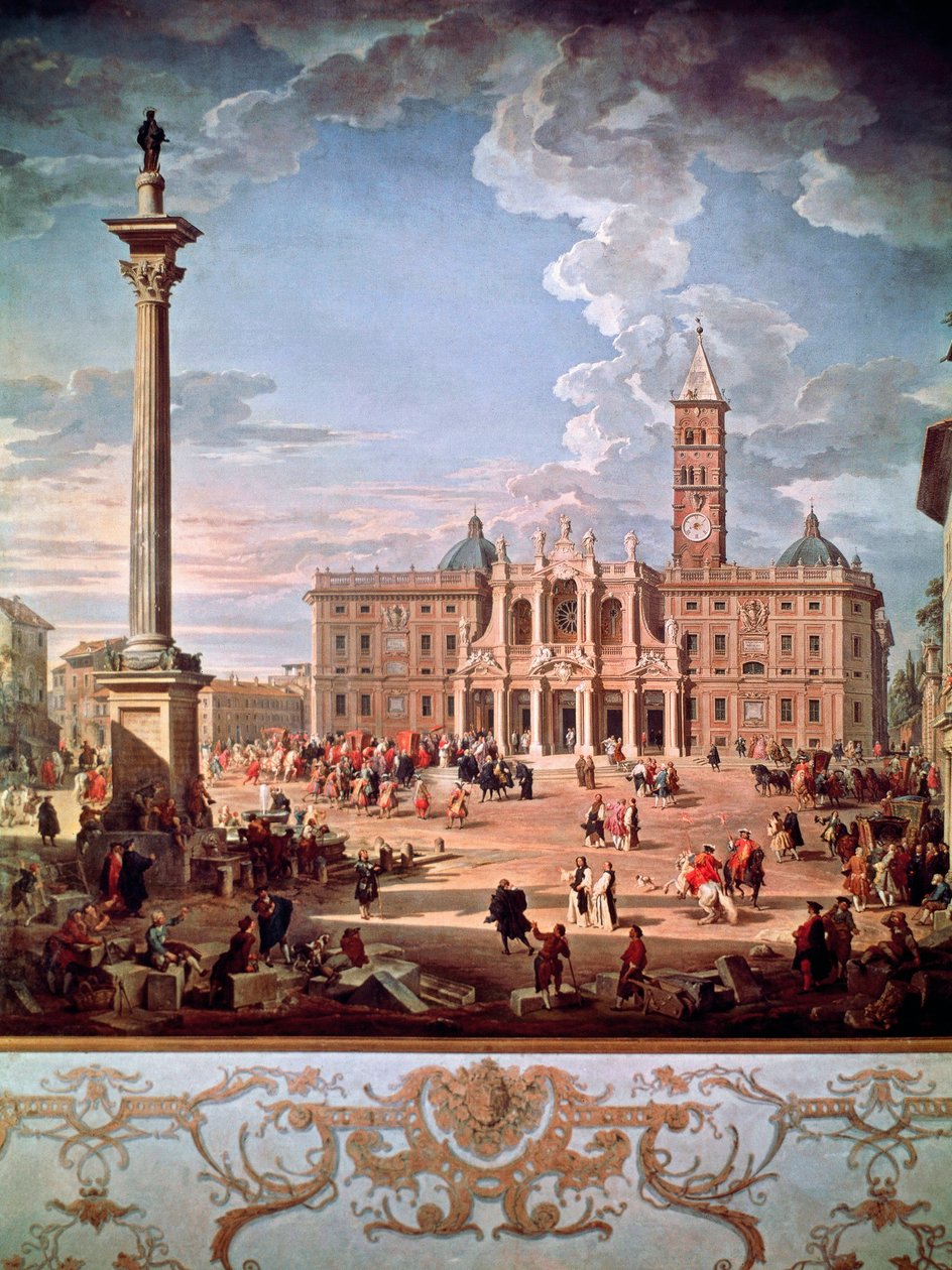 Torget och kyrkan Santa Maria Maggiore av Giovanni Paolo Pannini