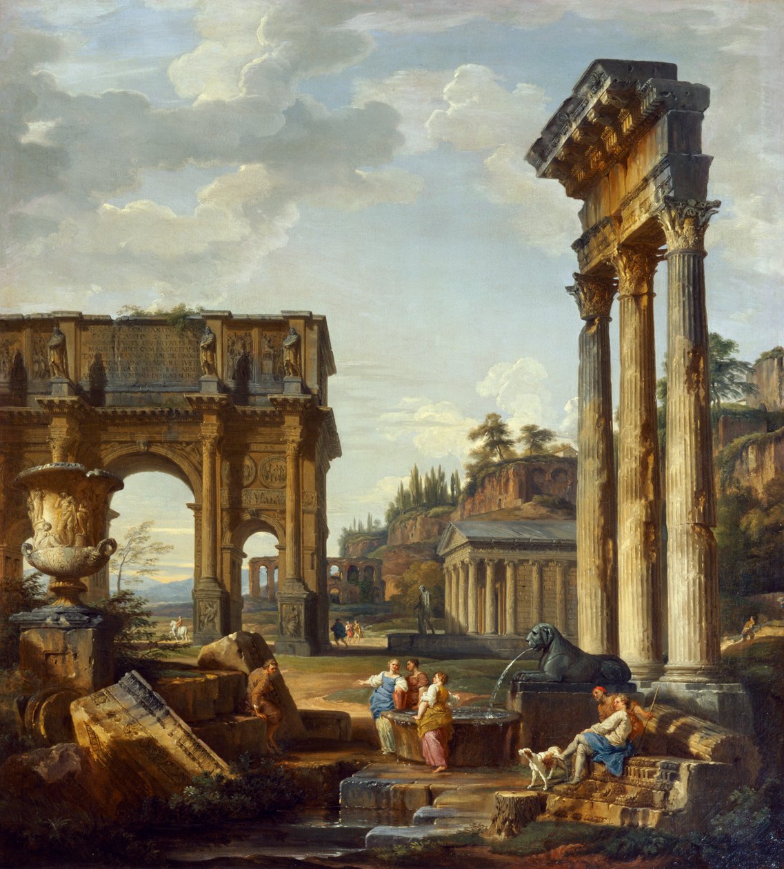 Romerskt landskap med Konstantinbågen av Giovanni Paolo Pannini