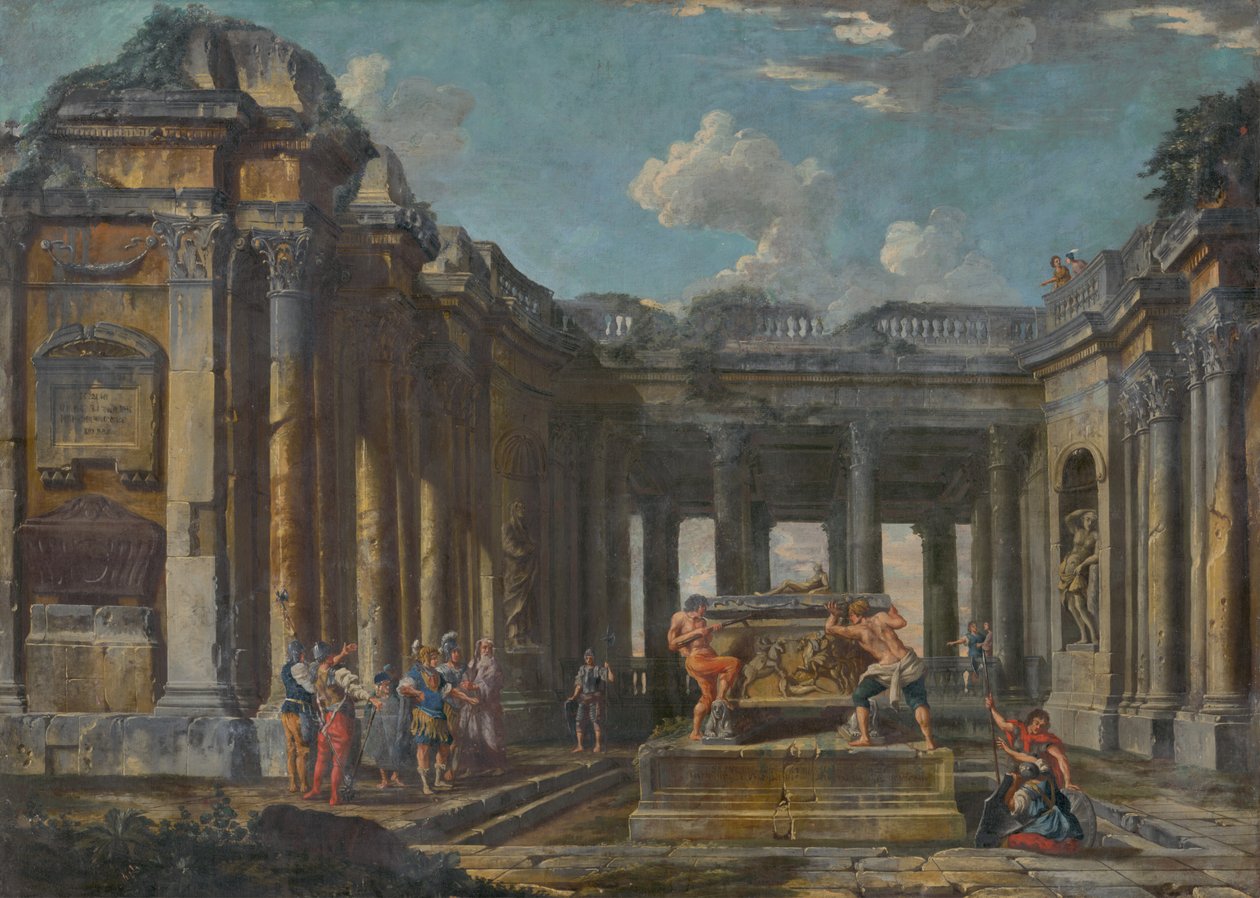 Scen i romerska ruiner, ca 1740 av Giovanni Paolo Pannini