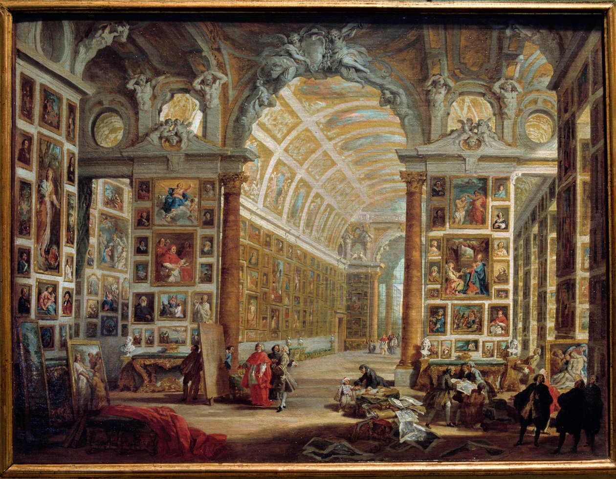 Galleriet av Silvio Valenti Gonzaga (eller Gonzague) (1690-1756), kardinal av Clement XII Målning av Giovanni Paolo Pannini (Panini) (1691-1765) 1700-talet sön. 0,48x0,64 m Marseille, konstmuseum av Giovanni Paolo Pannini