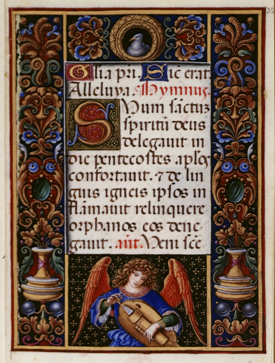 Lägg till 34294 fol.32 Textsida med dekorerad kant, från 