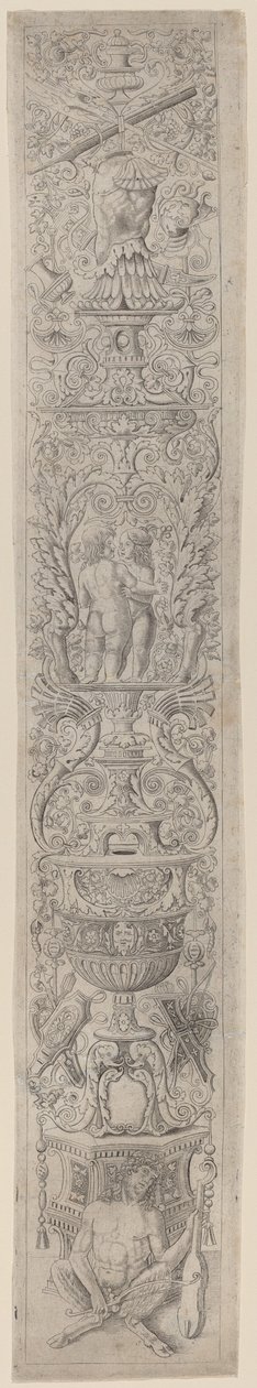 Ornamentpanel: Satyr som håller en fiol av Giovanni Pietro Birago and Zoan Andrea
