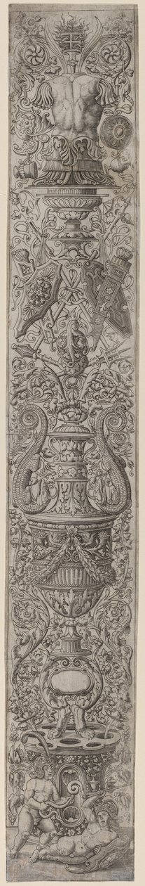 Ornamentpanel: Två barn som bär hjälmar av Giovanni Pietro Birago and Zoan Andrea
