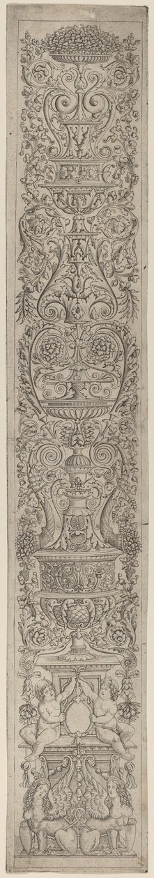 Ornamentpanel: Två sfinxar som stödjer sköldar av Giovanni Pietro Birago and Zoan Andrea