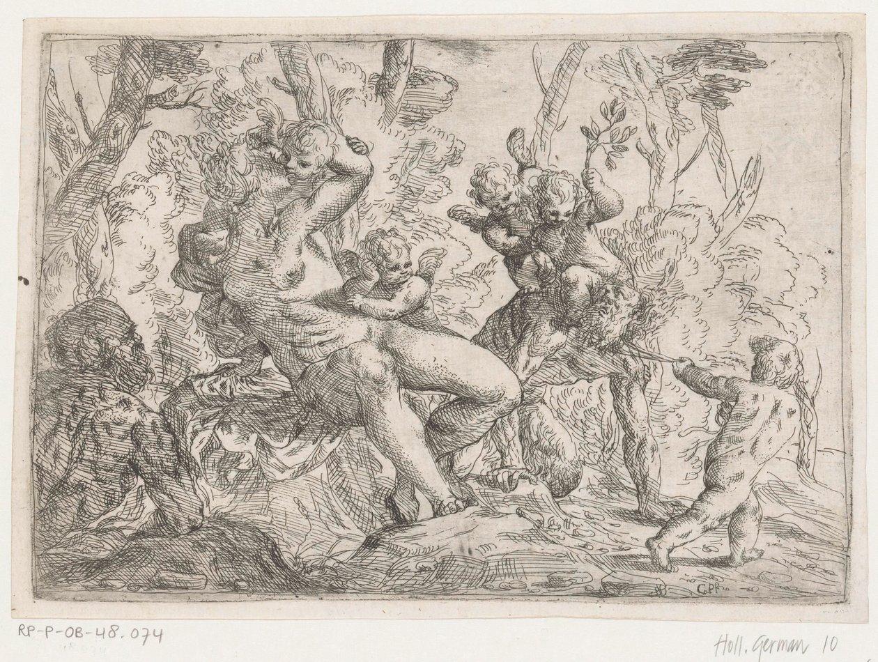 En satyr fångad av putti och Venus av Giovanni Pietro Possenti