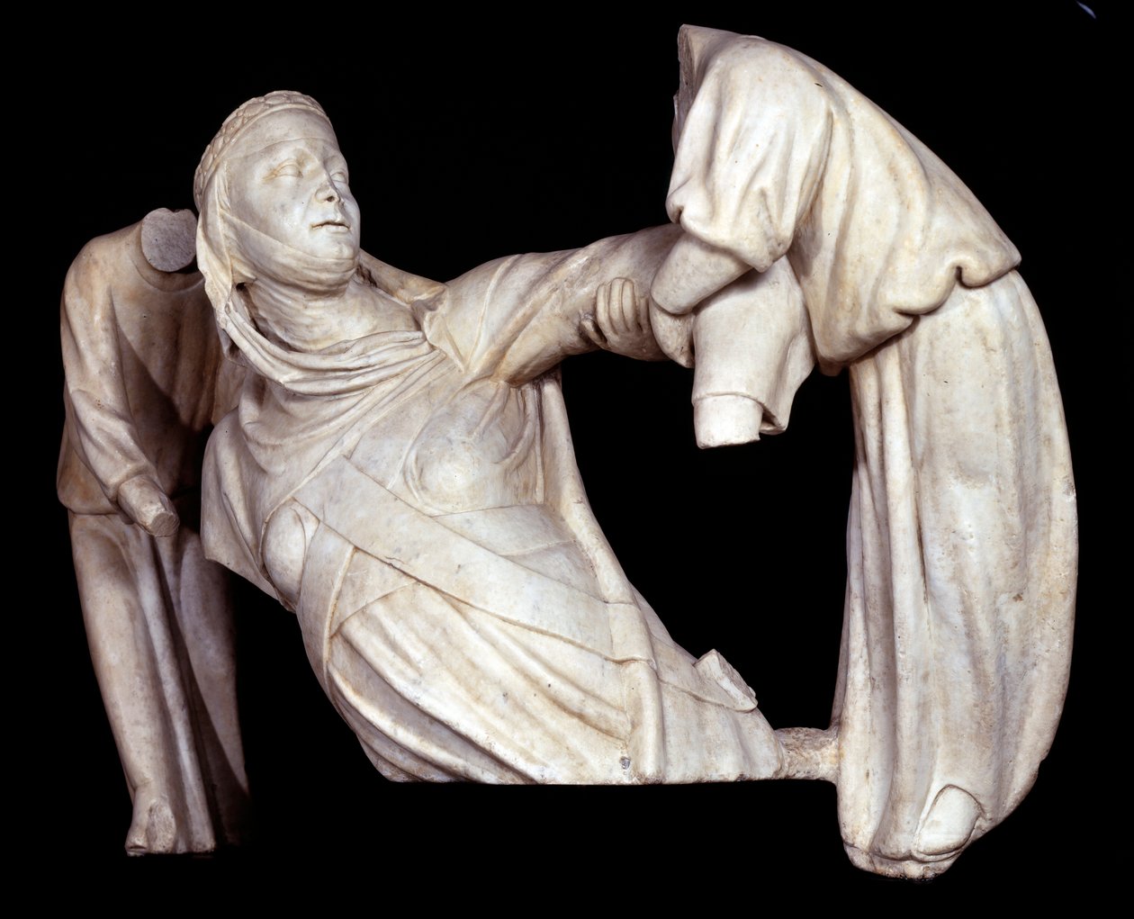 Begravningsmonument till Margareta av Brabant rest i luften av två änglar (Skulptur av Giovanni Pisano
