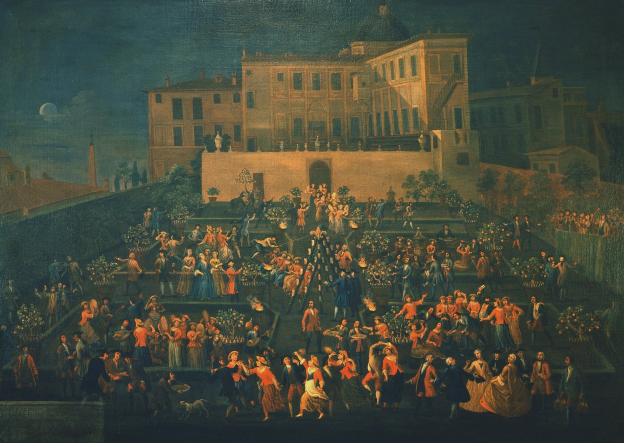 Mozzatorefest i Palazzo Rospigliosi trädgård 1740, ca 1740 av Giovanni Reder
