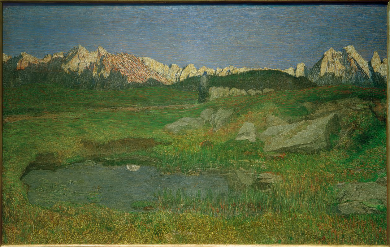 Alpinlandskap vid solnedgången av Giovanni Segantini