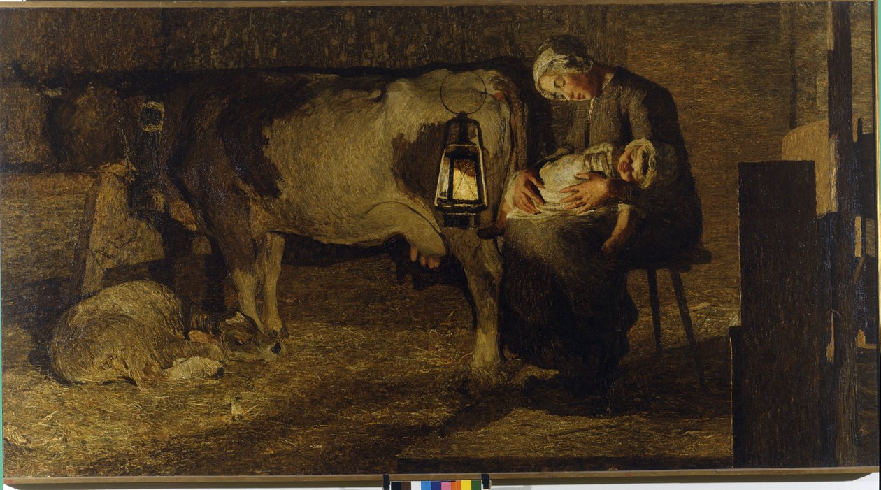 Båda mammorna. Målning av Giovanni Segantini (1858 - 1899). 1889. H/T, 157x280 cm. Civic Gallery of Modern Art, Milano. av Giovanni Segantini