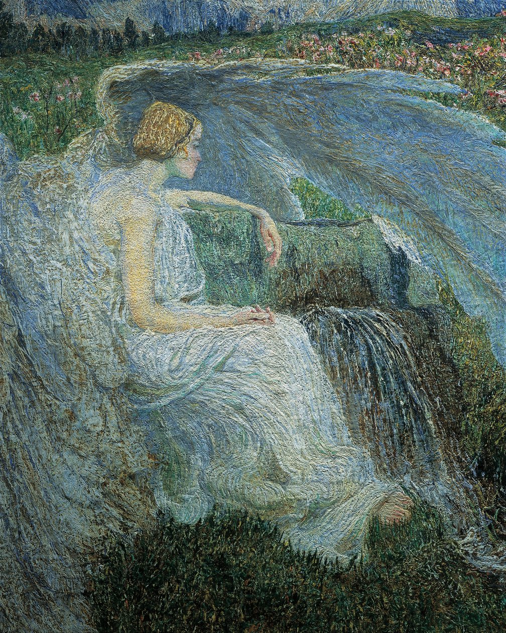 Kärlek vid livets fontän eller älskare vid livets källor, av Giovanni Segantini, detalj av Giovanni Segantini