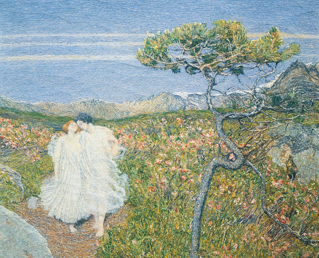 Kärlek vid livets fontän eller älskare vid livets källor, av Giovanni Segantini, detalj av Giovanni Segantini