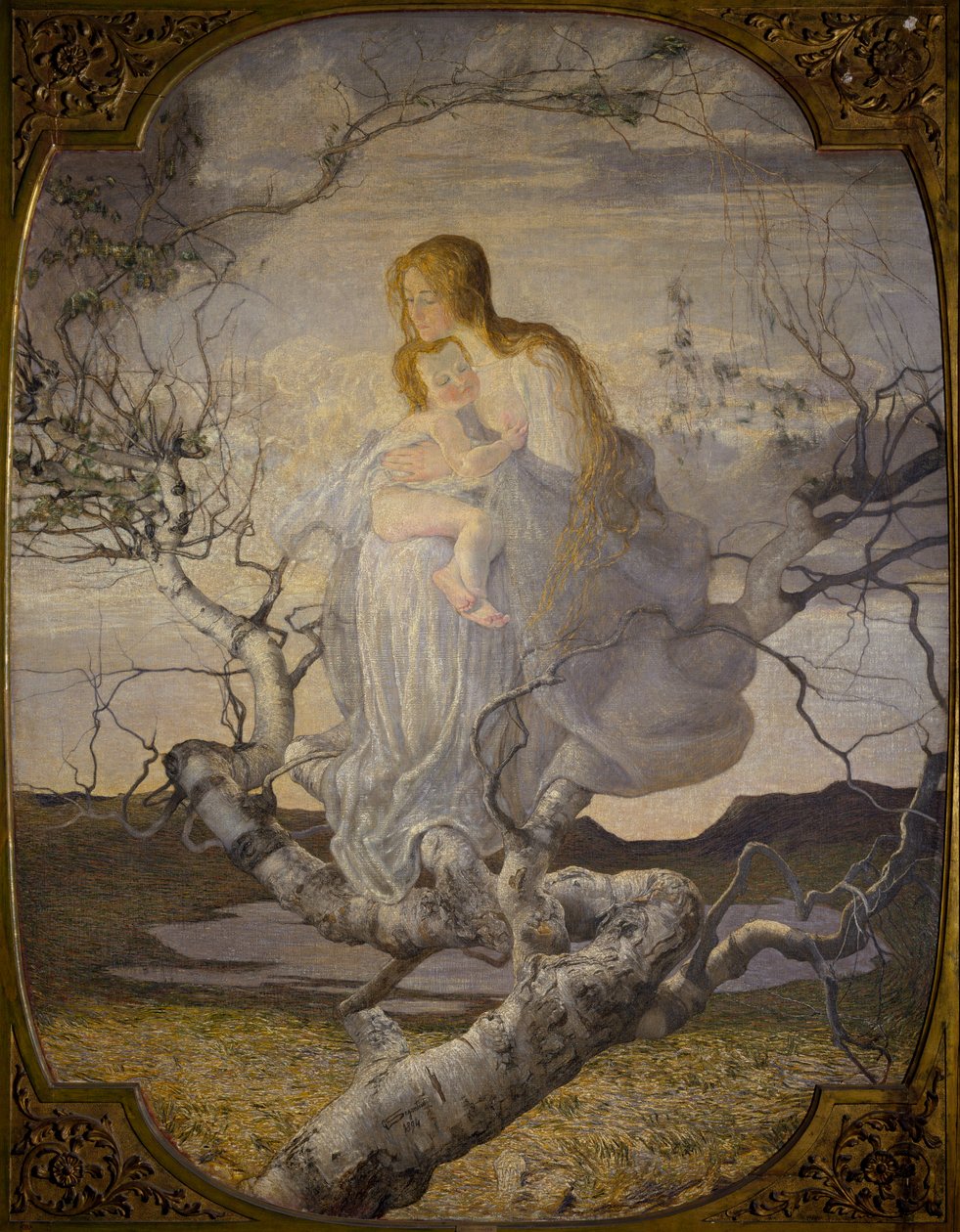 Symbolik: "" Livets ängel"" Målning av Giovanni Segantini (1858-1899) 1894 Sön. 276x212 cm Milano, Galleria d