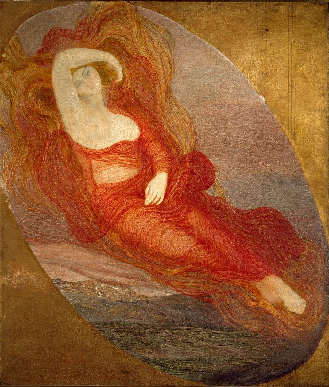 Kärlekens gudinna Målning av Giovanni Segantini (1858-1899) 1894-1897 sön 210x133 cm Milano, Galleria d