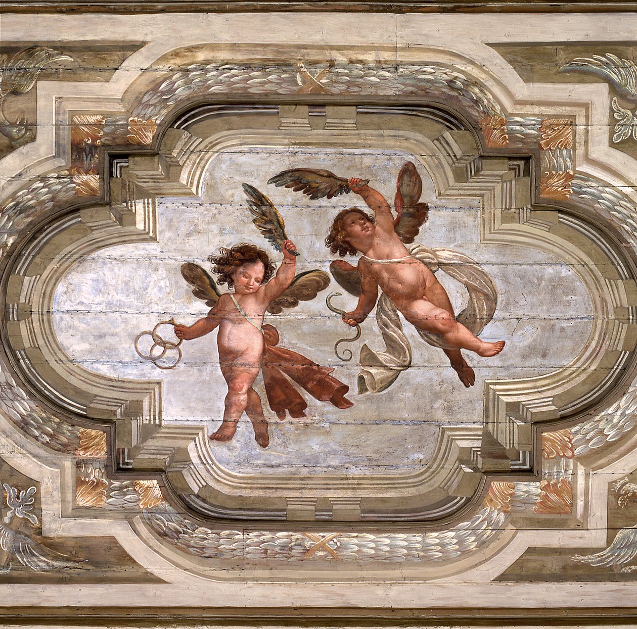 Cupids, valv i Hall of the Theological Virtues (fresk) av Giovanni Stefano Danedi