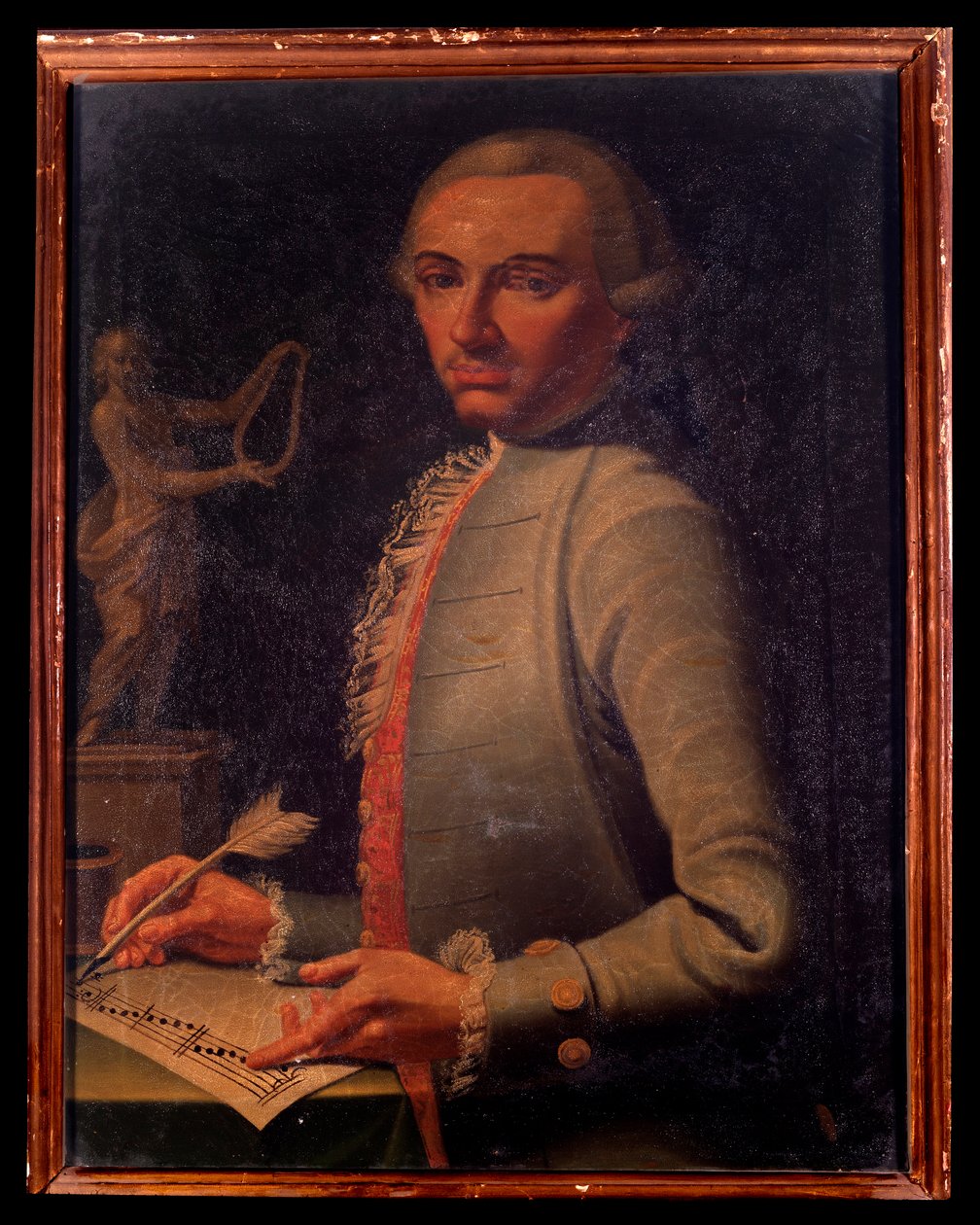 Porträtt av den österrikiska kompositören och harpisten Christian Joseph Lidarti (1730-1793) Målning av Giovanni Stella. 1700-talet. Bologna, Civic museum Bibliografiska museet av Giovanni Stella
