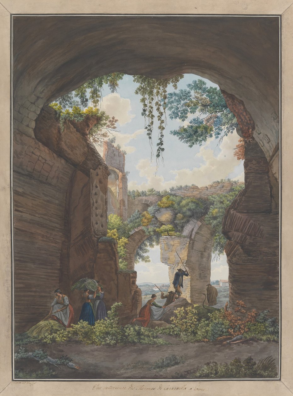 Interiör av baden i Caracalla, ca. 1780. Skapare: Giovanni Volpato, Louis Ducros. av Giovanni Volpato, Louis Ducros