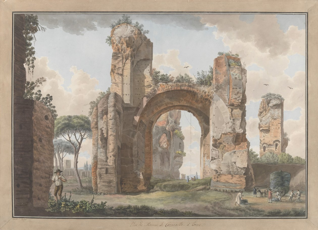 Interiör av baden i Caracalla, ca. 1780. Skapare: Giovanni Volpato, Louis Ducros. av Giovanni Volpato, Louis Ducros