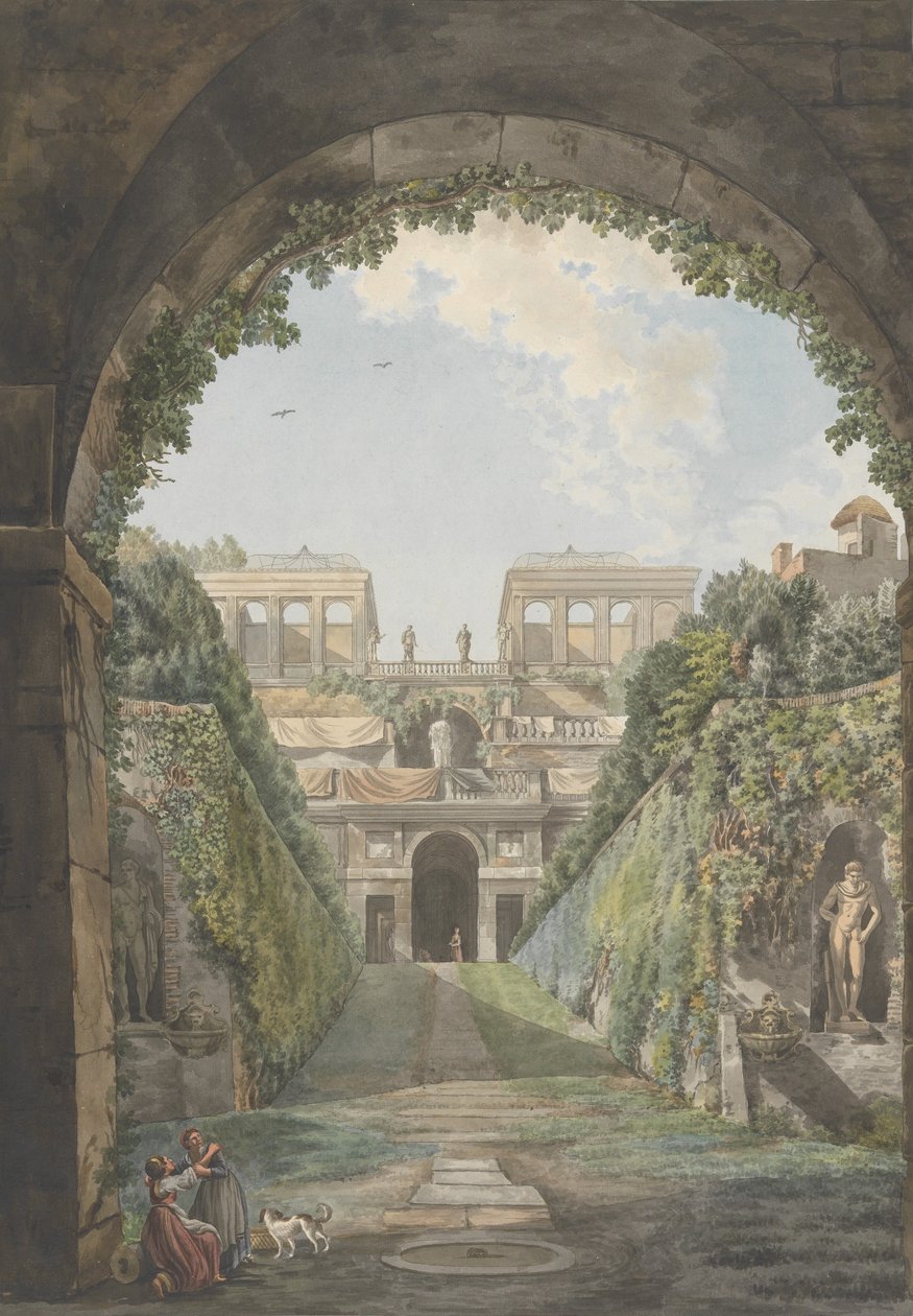 Villa Farnese, ca. 1780. Skapare: Giovanni Volpato, Louis Ducros. av Giovanni Volpato, Louis Ducros