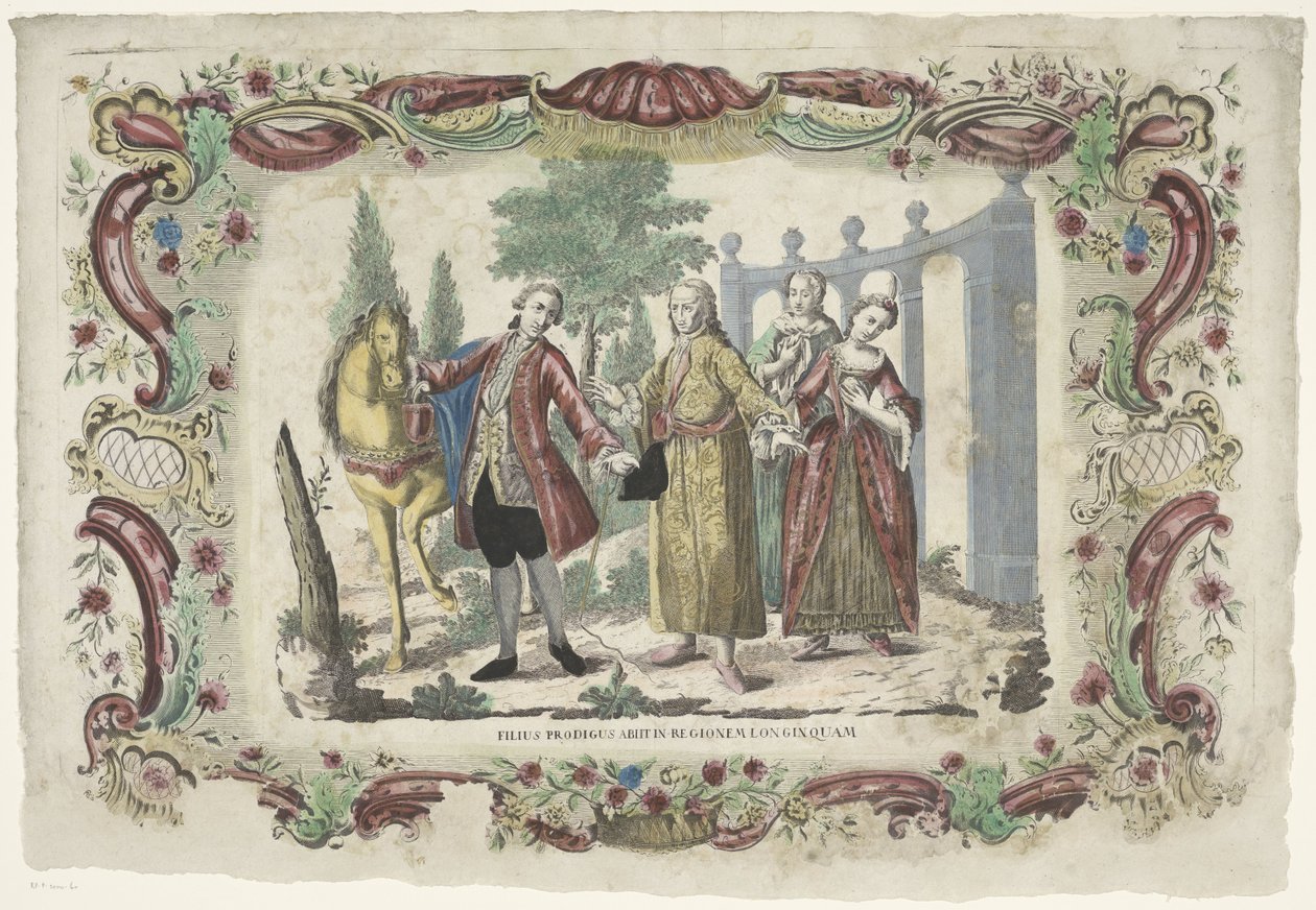 De verloren zoon tar avsked från zijn vader Den förlorade sonen gick till ett långt land (titel på objektet) av Giovanni Volpato (possibly)