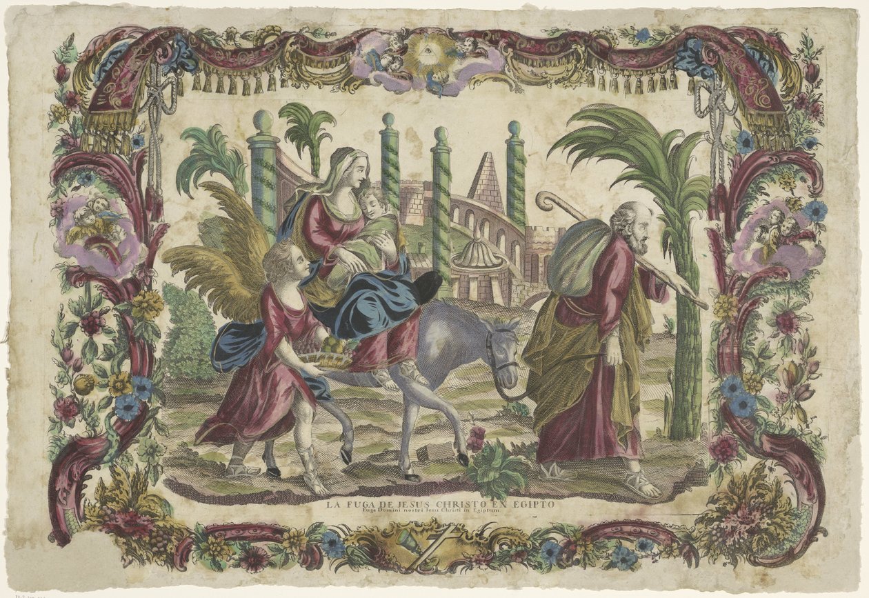 På flyget till Egypten La fuga de Jesus Christo en Egipto / Vår Herre Jesu Kristi flykt till Egypten (titel på objektet) av Giovanni Volpato (possibly)