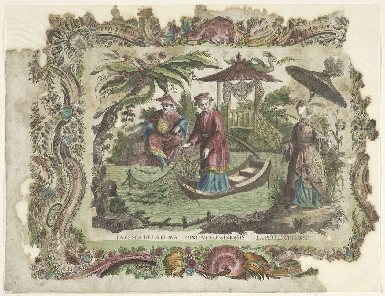 kinesiska skruvar La pesca de la China / Piscatio Sinesis / Kinesiskt fiske (titel på objektet) av Giovanni Volpato