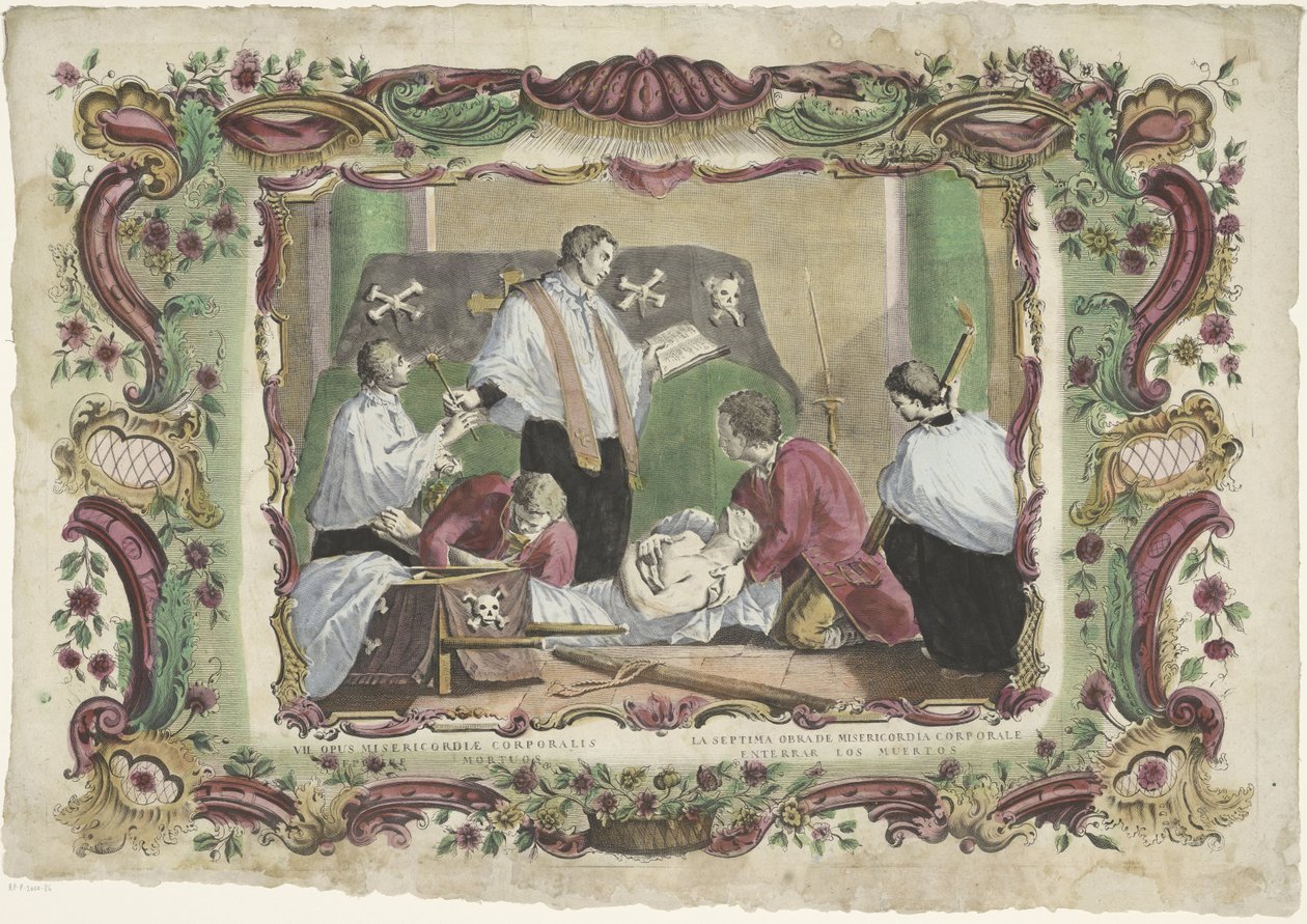 Begrava de döda VII opus misericordiae corporalis / La septima obrade misericordia corporale (titel på objektet) The Spiritual Works of Mercy (serietitel) av Giovanni Volpato