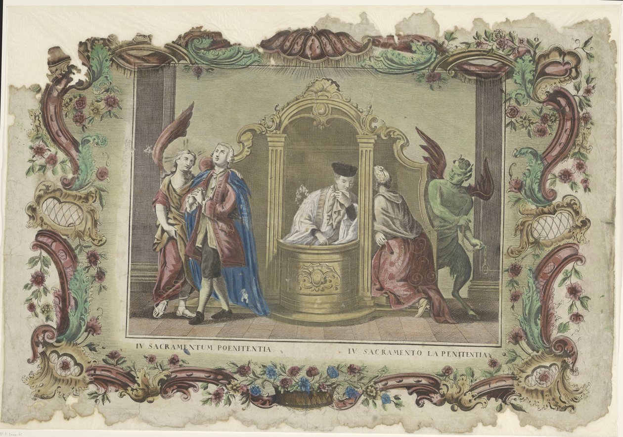 Het sakrament van de biecht IV. botens sakrament / IV. Bottens sakrament (titel på föremål) De sju sakramenten (serietitel) av Giovanni Volpato
