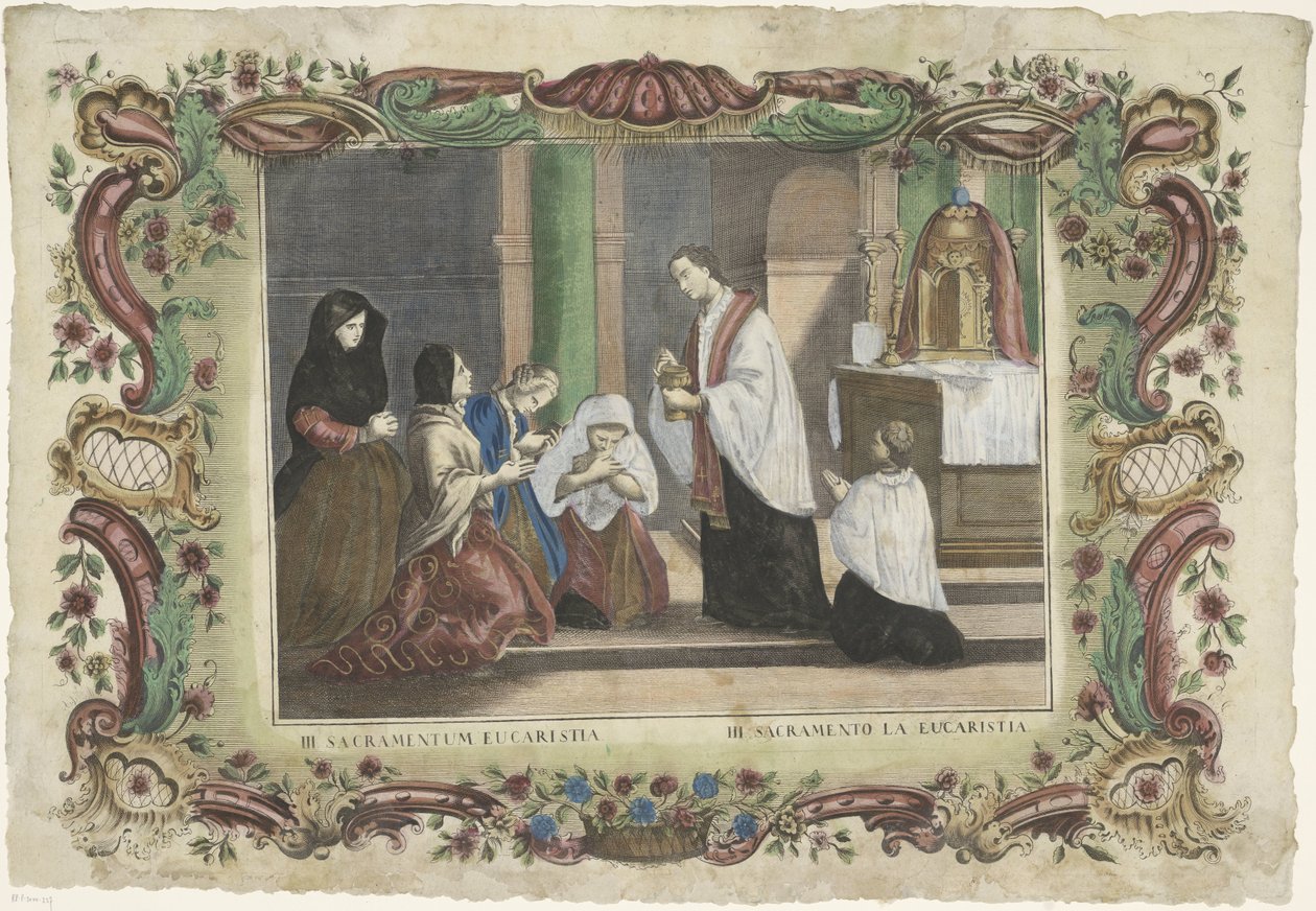 Nattvardens sakrament III. sacramentum eucaristia / III. sacramento la eucaristia (titel på objekt) De sju sakramenten (serietitel) av Giovanni Volpato