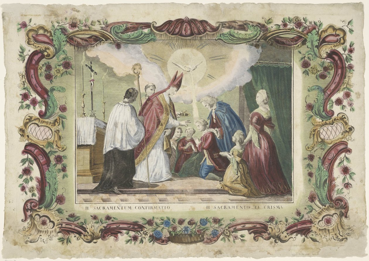 Konfirmationens sakrament II. sacramentum confirmatio / II. sacramento el Crisma (titel på objekt) De sju sakramenten (serietitel) av Giovanni Volpato