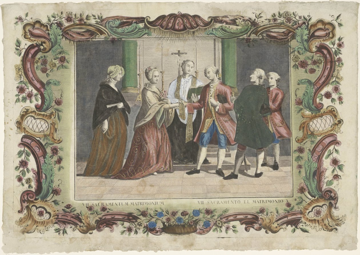 Äktenskapets sakrament VII. sacramentum matrimonium / VII. sacramento el matrimonio (titel på objekt) De sju sakramenten (serietitel) av Giovanni Volpato